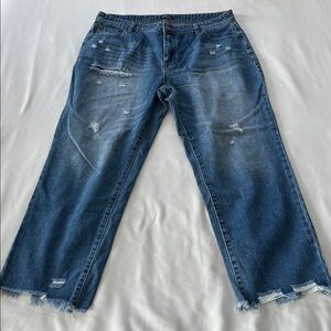 Flamingals Distressed Cropped Straight Leg Jeans